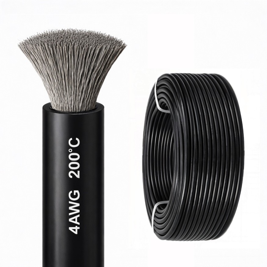 Силиконовый медный провод 4 AWG чёрный (1 метр)