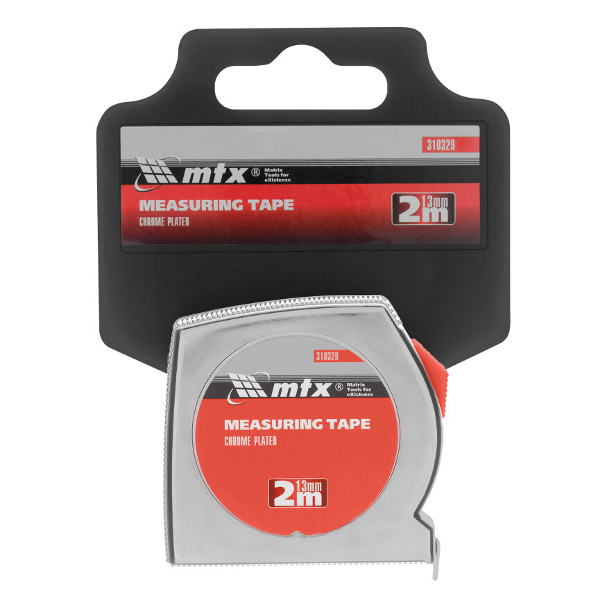 Рулетка Chrom, 2 м x 13 мм, хромированный корпус MTX