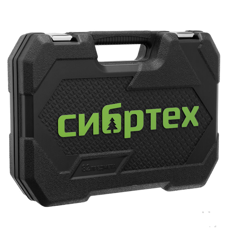 Набор инструментов, 1/2", 1/4", пластиковый кейс, 82 предмета Сибртех