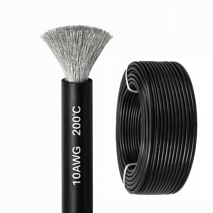 Силиконовый медный провод 10 AWG чёрный (1 метр)