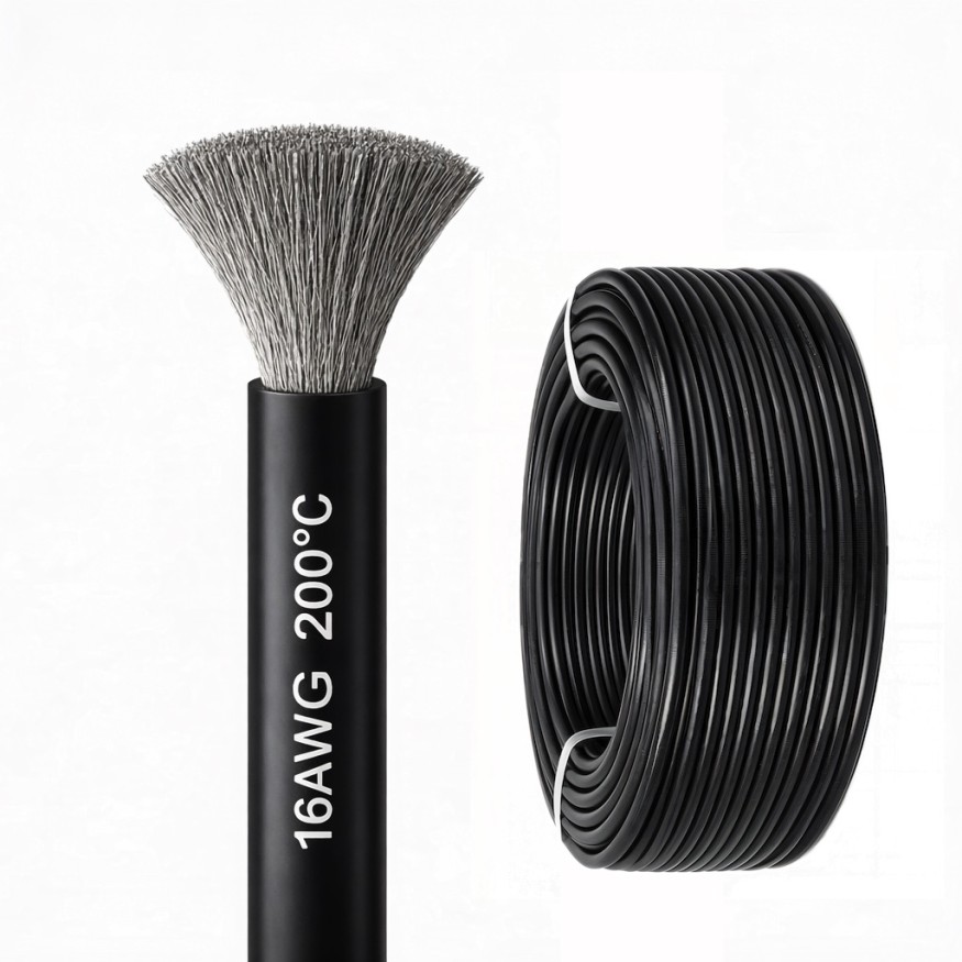 Силиконовый медный провод 16 AWG чёрный (1 метр)