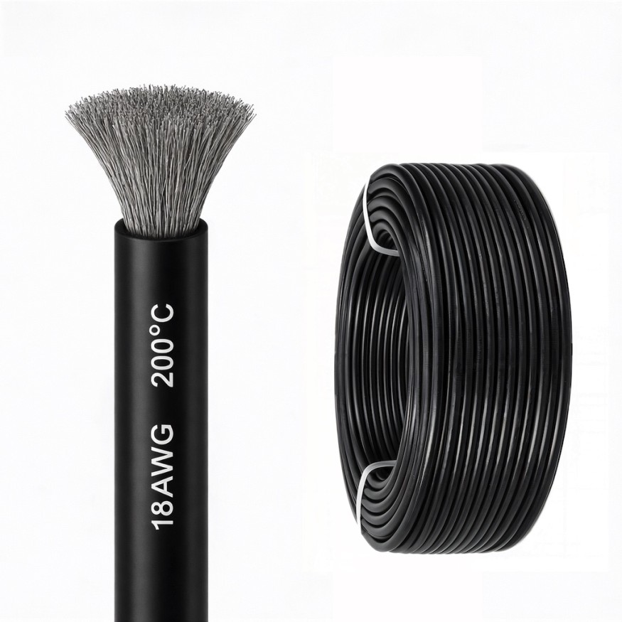 Силиконовый медный провод 18 AWG чёрный (1 метр)