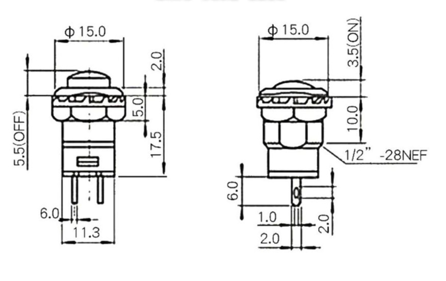 Кнопка с фиксацией DS-428/427 12MM (белая)