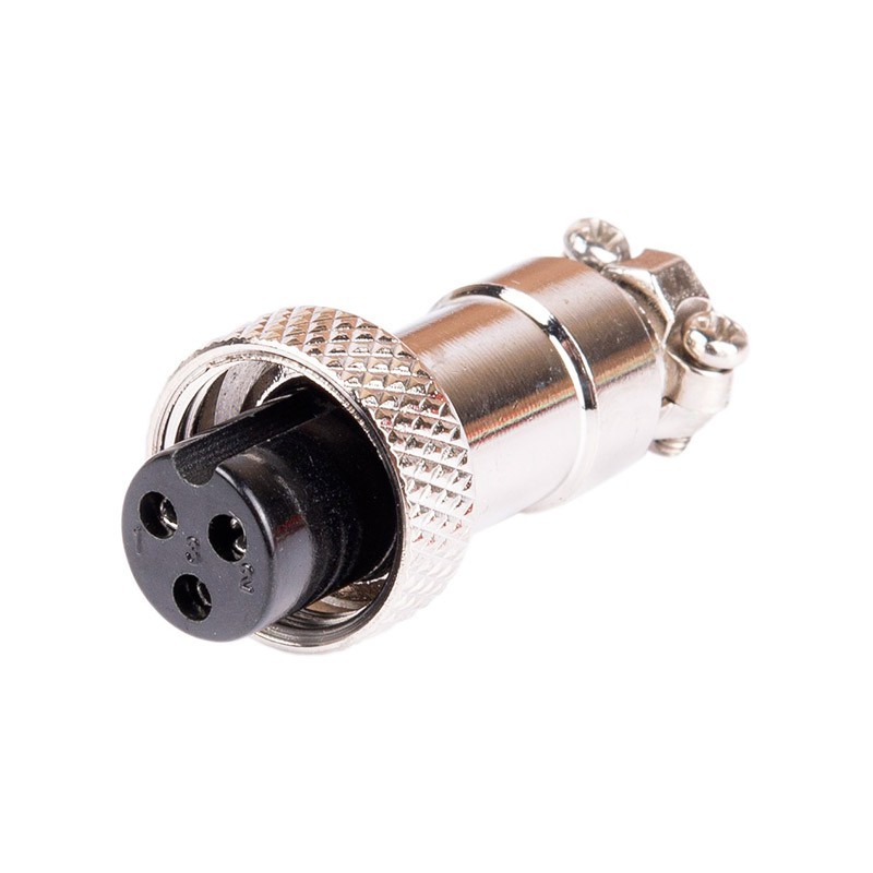 Разъем GX12 3 pin (мама) авиационный для электросамокатов и электрооборудования