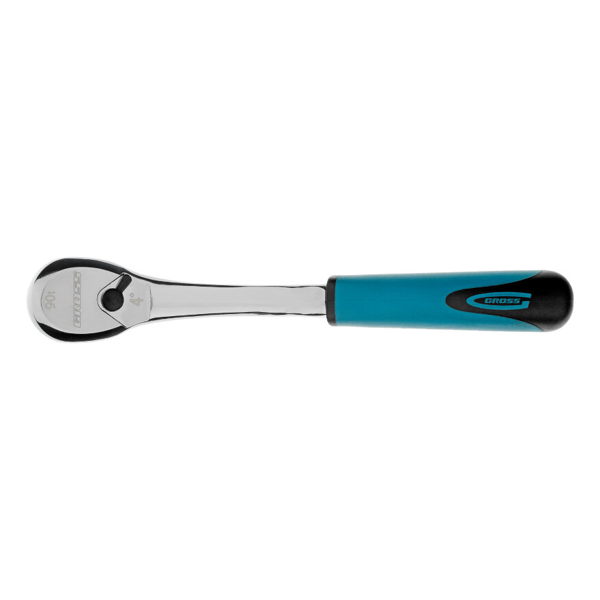 Ключ-трещотка 3/8", CrV, 90 зубьев, усиленный, хром Gross