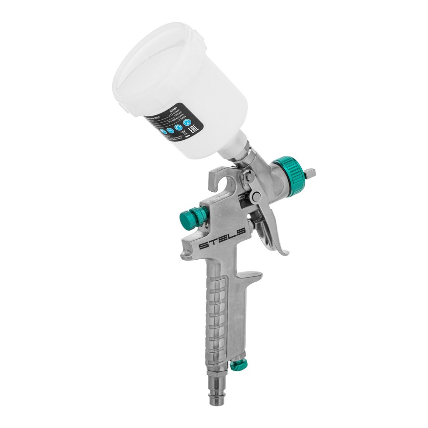 Краскораспылитель AG 810 HVLP, гравитационный, сопло 0.8 мм и 1 мм Stels